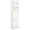 kleankin Slim Bathroom Storage Cabinet with 2 Open Shelves and Toilet Paper Roll Holder, Freestanding Bathroom Storage Unit with Adjustable Shelf, 23 x 18 x 100 cm, White