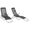 Outsunny Set of 2 Outdoor Patio Chaise Recliner Portable Lounge Chairs w/ Rust-Resistant Steel Frame & Adjustable Backrest, Grey
