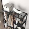 HOMCOM Coat Rack with Shoe Storage, 170cm Free Standing Hall Tree with Hanging Rail and Storage Shelves, 2-In-1 Coat Stand for Hallway, Entryway, Bedroom, Black