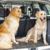 PawHut Dog Guard for SUVs, Vehicles, Vans, Car Barrier with Adjustable Width, Foldable Headrest, Mesh Dog Guard for Travel, Black