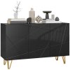 HOMCOM Storage Cabinet with High Gloss, Freestanding Sideboard with Adjustable Shelves, Soft-Close Doors and Gold Tone Hairpin Legs for Living Room, Dining Room, Hallway, Black