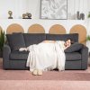 HOMCOM Modern 3 Seater Sofa with Spring Cushion, 212 cm Fabric Jumbo Cord Sofa Couch with 2 Scatter Cushions, Upholstered Corduroy Settee for Living Room, Bedroom, Home Office, Grey