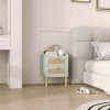 HOMCOM Bedroom Chest of Drawers, Boho Rattan Dresser with 2 Drawers, Storage Cabinet for Living Room, Hallway, Entryway, Olive Green