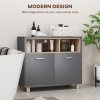 HOMCOM Bathroom Cabinet, Bathroom Storage Unit, Bathroom Storage Cabinet with Open Compartments and Double Doors