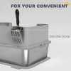 PawHut Stainless Steel Litter Box, High Sided Cat Litter Tray with Metal Scoop, Mat, Never Absorbs Odors, Anti Leakage & Easy to Clean, Pet Toilet for Big Cats, Grey