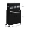 HOMCOM Tool Chest, Metal Tool Cabinet on Wheels with 6 Drawers, Pegboard, Top Chest and Roller Cabinet Combo, 61.6 x 33 x 108cm, Black