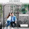 Outsunny Metal Garden Bench with Arch Arbour, Outdoor Patio Loveseat Bench Seat with Rose Trellis Pergola Climbing Plant Archway Tubular - 154L x 60W x 205Hcm