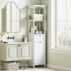 HOMCOM Tall Bathroom Cabinet with Removable Laundry Basket, Slim Bathroom Storage Unit with Tilt-Out Laundry Cabinet, 2 Open Shelves and Drawer, 40 x 30 x 165 cm, White