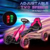 HOMCOM 12V Electric Go Kart for Kids, Ride-On Racing Go Kart with Forward Reversing, Rechargeable Battery, 2 Speeds, for Boys Girls Aged 3-8 Years Old - Pink