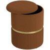 HOMCOM Round Storage Stool, Velvet-feel Fabric Upholstered Vanity Stool with Removable Top, Padded Seat and Hidden Space for Living Room, Bedroom