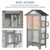 PawHut Wooden Bird Cage Budgie Cage Outdoor for Finch, Canary w/ Slide Tray, Asphalt Roof - Grey