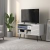 HOMCOM TV Stand Cabinet for  TVs, TV Unit with Open Shelves, Soft-close Door and Cable Holes, Entertainment Unit for Living Room