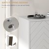 HOMCOM Shoe Cabinet, 12 Pairs Shoe Storage Cabinet with 2 Chevron Doors, Adjustable Shelf, Open Shelf and 6 Vents for Entryway, Hallway, White