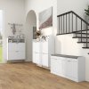 HOMCOM Narrow Shoe Cabinet with 2 Flip Drawers, Slim Shoe Storage Cabinet with Adjustable Shelves, Open Shelf, Hairpin Legs and 2 Vents for 12 Pairs of Shoes for Entryway, White
