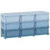 HOMCOM Kids Storage Units with 9 Drawers 3 Tier Chest Vertical Dresser Tower Toy Organiser for Nursery Playroom Kindergarten Blue