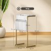 HOMCOM C-Shaped Bedside Table with Charging Station, Marble Grain Side Table with Power Outlets & USB Ports, Storage Bags, for Bedroom, Living Room, White