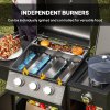 Outsunny 3+1 Burner Gas BBQ Grill with Storage Cabinet and Shelves, 9.5 kW Gas Barbecue Trolley with 6 Castor Wheels, Warming Rack, Thermometer for Outdoor Cooking Garden Party, Black