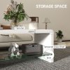 HOMCOM High Gloss Coffee Table with Storage, Two-Tier Living Room Table with Glass Shelf, Modern Centre Table for Home Office, 100 x 45 x 45cm, High Gloss White