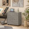 Vinsetto Filing Cabinet with Locking Doors & Shelves, 2-Tier Lockable Storage Cabinet with 2 Keys for Home Office, 80W x 40D x 80H cm, Grey