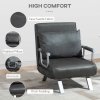 HOMCOM Single Chair Bed, Click Clack Convertible Bed Settee, Modern Velvet Feel Fabric Lounge Couch with Cushion for Living Room, Bedroom, Guest Room