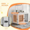 PawHut Dog Crate Furniture End Table w/ Soft Washable Cushion, Two Doors, Indoor Pet Kennel for Small Medium Large Dogs w/ Wire Mesh, White
