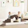 AIYAPLAY Kids Soft Play Set, 7 Piece Foam Climbing Blocks with Detachable Cover, Baby Indoor Climb and Crawl Foam Play Set for Toddlers, Preschoolers, Brown