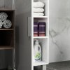 HOMCOM Tall Bathroom Cabinet, Freestanding Bathroom Storage Cabinet with Adjustable Shelves and Double Doors