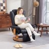 HOMCOM Manual Recliner Chair with Footrest, Upholstered Reclining Armchair with Adjustable Backrest and Steel Frame, PU Leather Swivel Chair for Living Room, Bedroom, Black