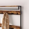 HOMCOM Coat Rack with Bench and Shoe Storage, 4-in-1 Coat Stand with 15 Coat Hooks, 2 Fabric Drawers for Hallway, Living Room, Bedroom, Rustic Brown