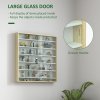 HOMCOM 7-Tier Wall Mounted Display Cabinet, Display Case with 6 Adjustable Shelves, Glass Doors for Home Office Ornaments 83x80cm, Oak
