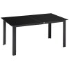 Outsunny Outdoor Dining Table for 6, Aluminium Rectangular Garden Table with Tempered Glass Tabletop for Yard, Deck, Patio, 150 x 90 x 74 cm, Black