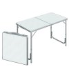 Outsunny 4FT Garden Outdoor Camping Table Portable Folding Picnic Table Aluminium Frame with Adjustable Height 120L x 60W x 70H (cm)