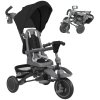 AIYAPLAY Kids Trike, 6 in 1 Toddler Tricycle with Adjustable Parent Handle & Canopy, Convertible Seat, for Ages 1-5 Years, Foldable Baby Trike with Safety Harness, Storage Basket & Bag, Black