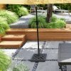 Outsunny Garden Parasol Base, 15kg HDPE Outdoor Umbrella Stand Parasol Stand with Cut-Out Design, Sun Umbrella Base for 32, 38, 48 mm Poles, Black