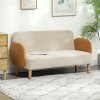 HOMCOM 2 Seater Sofa, Modern Nordic Loveseat Sofa Couch with Rubber Wood Legs, Velvet Fabric Sofa for Living Room, Bedroom, 130 x 74 x 76cm, Cream White and Orange