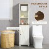 kleankin Tall Bathroom Floor Cabinet, Free Standing Storage Cupboard with Door and Adjustable Shelves for Kitchen, Living Room, White