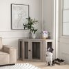 PawHut Dog Crate Furniture, Side Table Dog Kennel with Cushion, Large Door, for Large Dogs - Walnut Brown