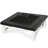 Outsunny Outdoor 3 in 1 Square Fire Pit Brazier with BBQ Grill, Metal Large Firepit with Lid, Log Grate, Poker for Backyard, Camping, Bonfire, Wood Burning Stove, 86 x 86 x 38cm, Black