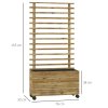 Outsunny Outdoor Wooden Planters with Trellis Free Standing Flower Raised Beds for Garden with 4 Wheels for Climbing Plants, 76 x 30 x 155cm, Natural
