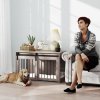 PawHut Dog Crate Furniture, Dog House Furniture Style for Large Breeds, Pet Kennel with Removable Cushion for Indoor Use, 98 x 58 x 61cm, Brown
