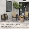 Outsunny Set of 4 Folding Garden Chairs, Metal Frame Garden Chairs Outdoor Patio Park Dining Seat with Breathable Mesh Seat, Light Brown