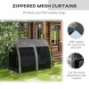 Outsunny 3 Seater Swing Chair 2 in 1 Garden Swing Seat Bed Convertible Outdoor Rocking Bench Bed with Water-Resistant Roof, Zipped Door and Mosquito Netting, Grey