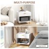 HOMCOM Bedside Table, Bedside Cabinet With Drawer and Open Compartment, Nightstand With Handle for Bedroom, Living Room, White
