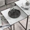 HOMCOM Nesting Tables Set of 3, Side End Table with Faux Marble Effect Top and Steel Legs for Living Room, Bedroom, White