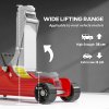 HOMCOM Hydraulic Low Profile Jack, Heavy Duty Steel Racing Car Jack Kit, Floor Jack with 2.5 Ton Capacity, 8-38cm Lifting Range, Red