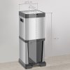 HOMCOM Dual Kitchen Bin, 20+14L Double Bin for Recycling and Waste, Stainless Steel Vertical Pedal Bin with Tilt Out Bin, Soft-Close Lid, Removable Inner Buckets and Handles, Silver