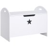 HOMCOM Kids Wooden Toy Box Organizer Children's Toy Storage with Lid Safety Hinge Side Handle Playroom Furniture White
