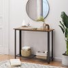 HOMCOM Industrial Console Table Entryway Table w/Bottom Mesh Shelf Metal Frame Vintage Sofa Table for Hallway, Living Room, Rustic Brown