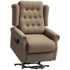 HOMCOM Power Lift Recliner Chair, Wingback Button Tufted Electric Lift Chair for Elderly, Fabric Riser and Reclining Armchair with Remote Control, USB Ports, Side Pockets, for Living Room, Dark Brown
