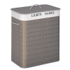 HOMCOM 100L Laundry Basket with Lid String Handles, 2 Section Collapsible Hamper Removable Lining Foldable Water-Resistant Dirty Clothes Storage, Grey